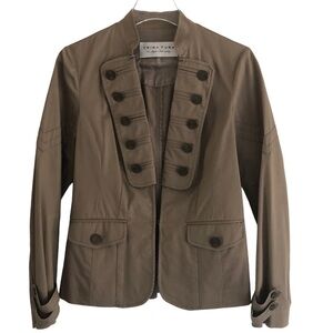 Trina Turk Jacket Military Inspired Tan Khaki Size Small